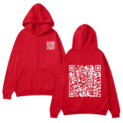 Damen Kapuzenjacke Weiches Fleece QR-Code-Design Eveloria