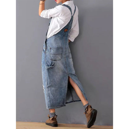 Eveloria Damen Jeansrock mit Trägern