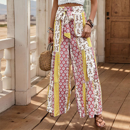Damen Palazzo-Hose Floralmuster Elastisch Eveloria