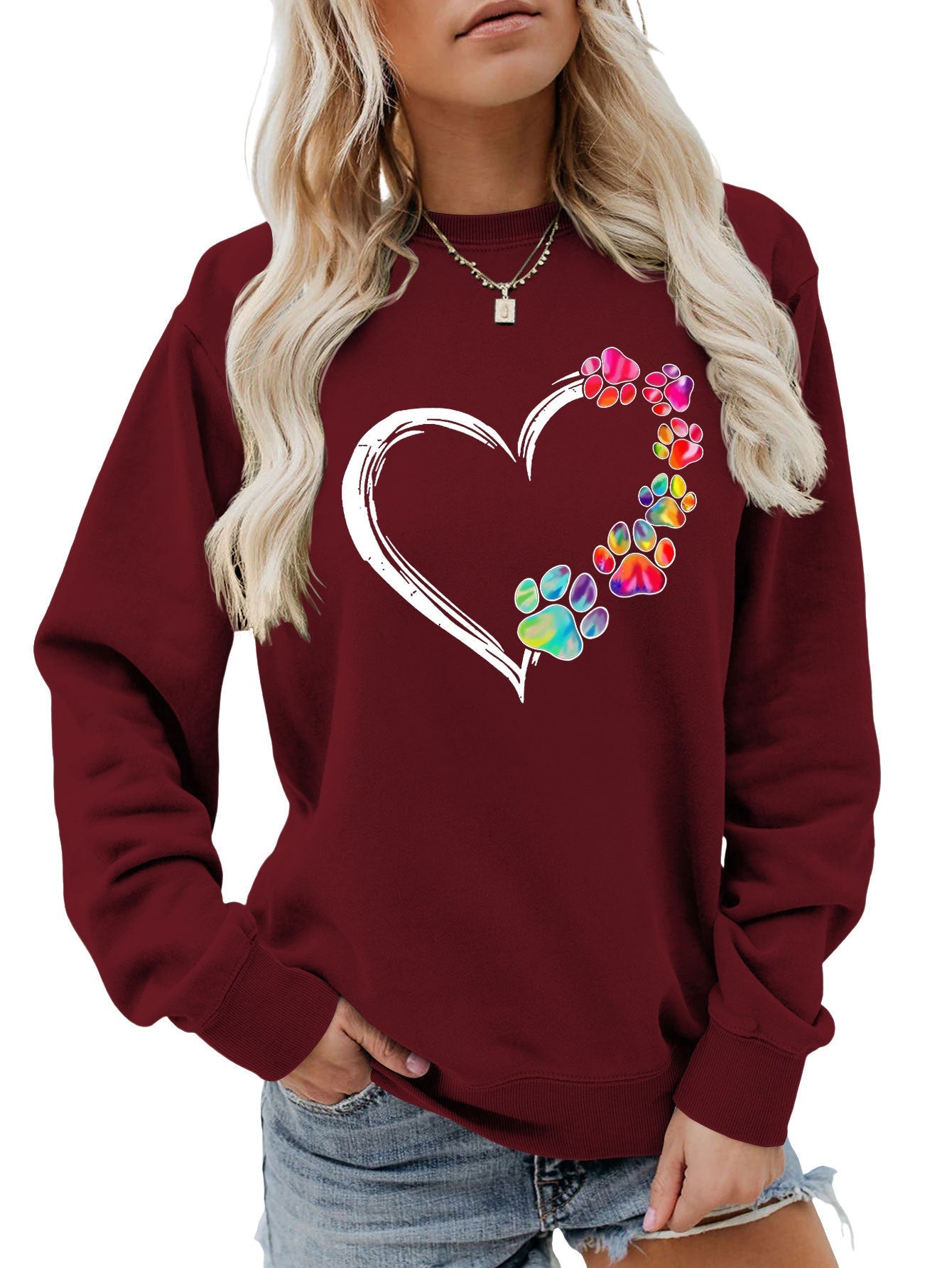 Damen Sweatshirt Pfotenherz-Design Eveloria
