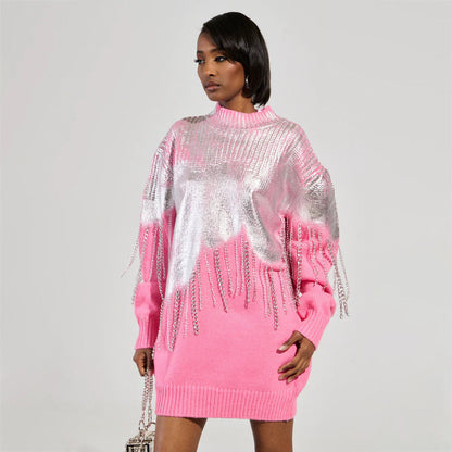 Damen Pullover mit Glitzerfransen Eveloria