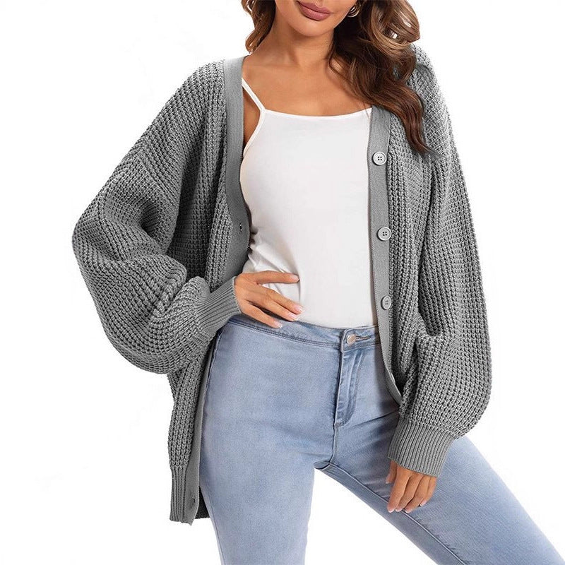 Damen Grobstrick-Cardigan Lässiger Schnitt Eveloria