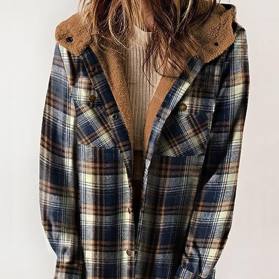 Damen Flanelljacke Gefütterte Kapuze Eveloria