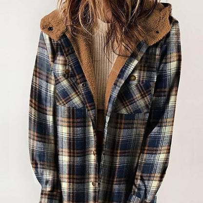 Damen Flanelljacke Gefütterte Kapuze Eveloria