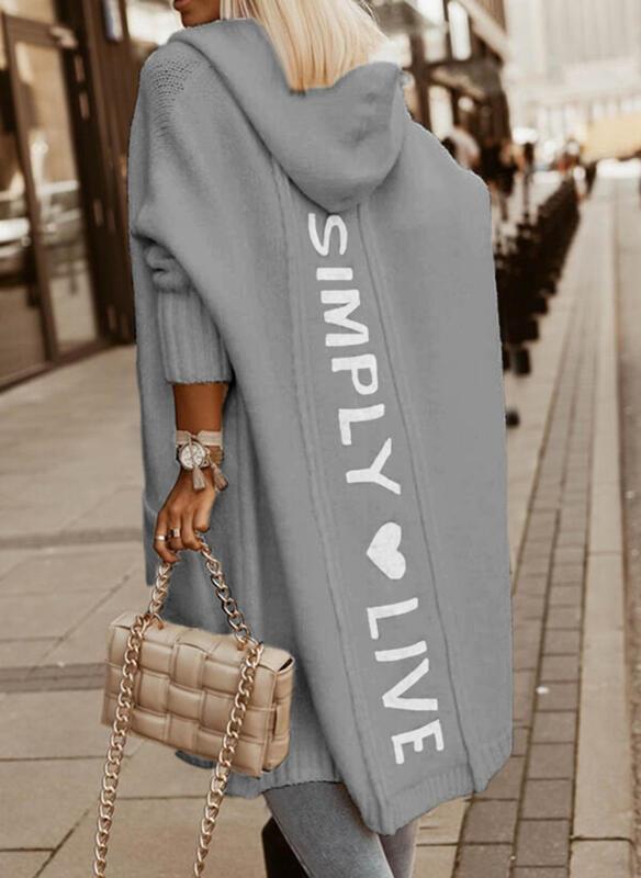 Damen Oversized Hoodie-Cardigan mit Schriftzug