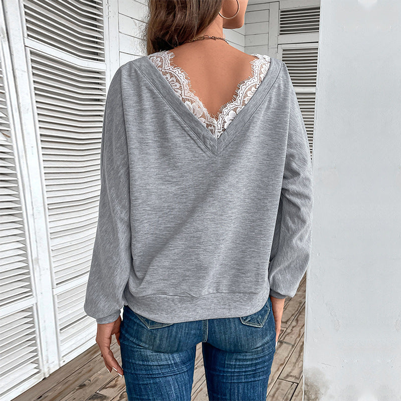 Damen Oberteil V-Ausschnitt Alltagstauglich Elegantes Design