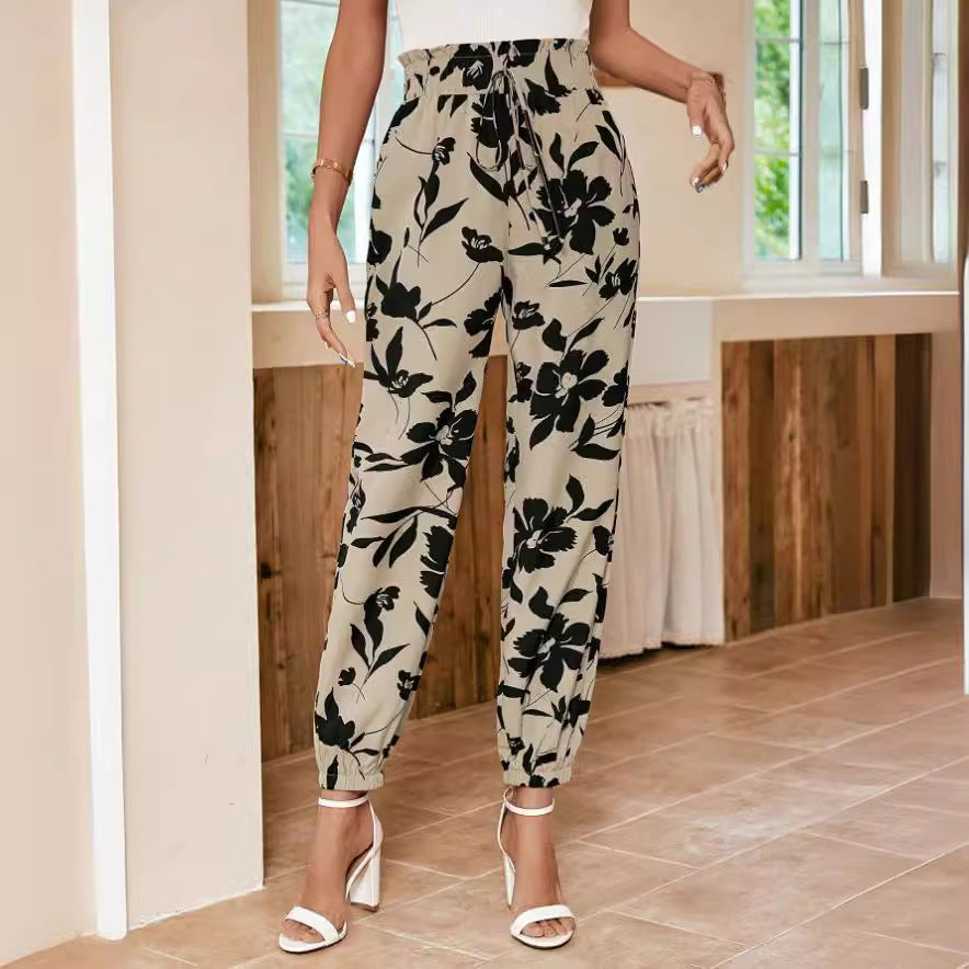 Damen Blumendruck-Hosen Trendy Eveloria