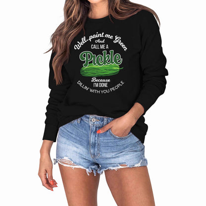 Damen Sweatshirt Gurkenmotiv Baumwolle Weiß - Eveloria