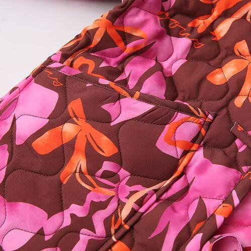 Damen Leichte Steppjacke Farbenfrohes Schleifenmuster