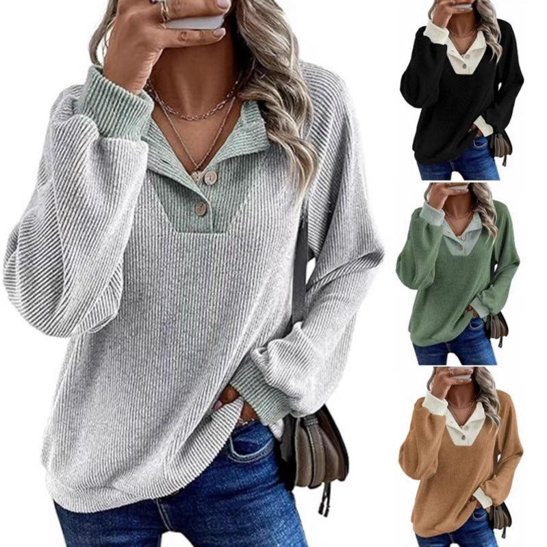 Damen Pullover Lässig Modischer Kragen Grau Eveloria - Eveloria