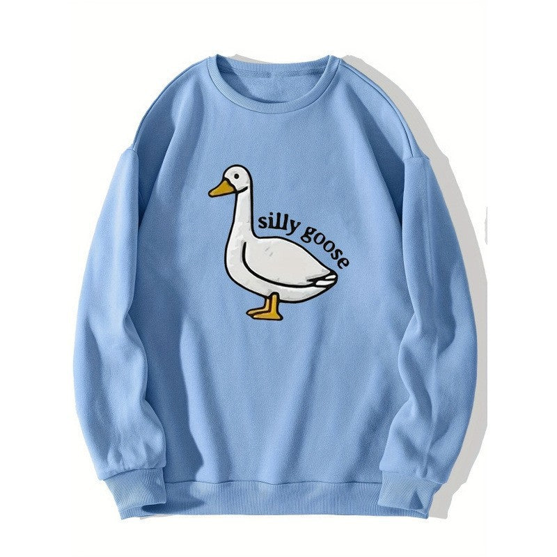Damen Sweatshirt Entenmotiv Lässig Grün Eveloria