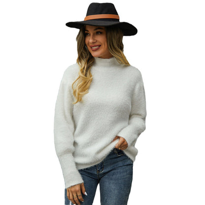 Damen Hochkragenpullover Voluminöse Ärmel Eveloria