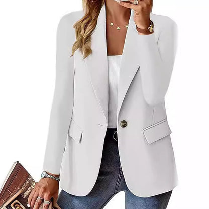 Damen Blazer Elegant Casual Modern mit Taschen Beige