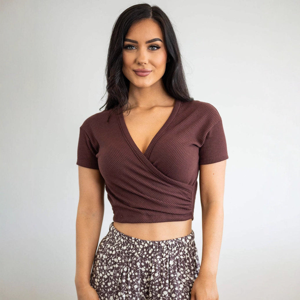 Damen Wickelpullover Langarm Eveloria Elegantes Design