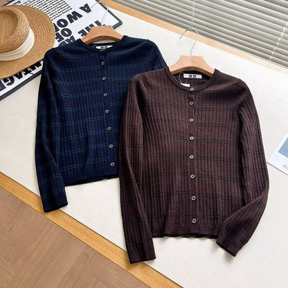 Damen Cardigan Rippstrick Knopfverschluss Anthrazit Eveloria