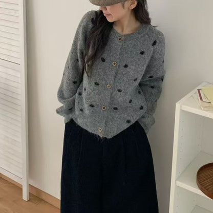 Damen Strickpullover Kuschelig Punktmuster Eveloria