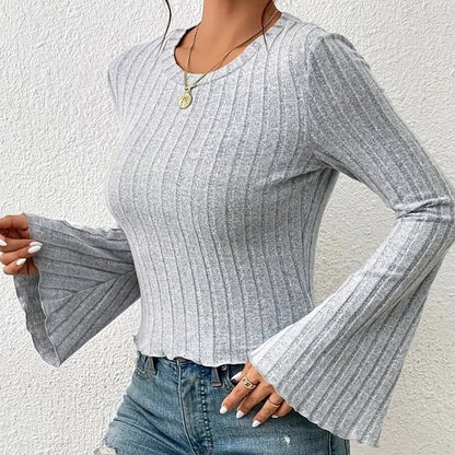 Damen Oberteil Langärmlig Rüschendetails Elegant Eveloria