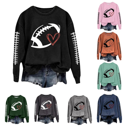 Damen Sweatshirt Fußball-Motiv Lässiger Schnitt Grau Eveloria