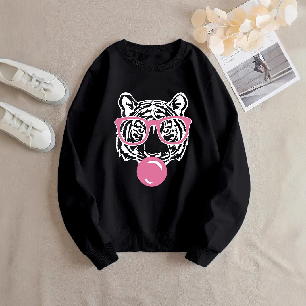 Damen Sweatshirt Tiger-Design Lässiger Schnitt Eveloria