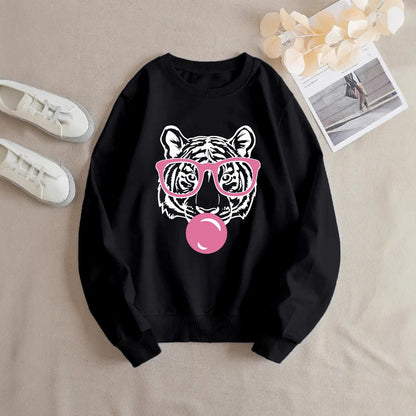 Damen Sweatshirt Tiger-Design Lässiger Schnitt Eveloria