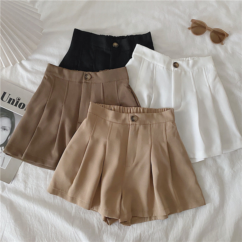 Damen Shorts Faltenwurf Knopf Detail - Eveloria