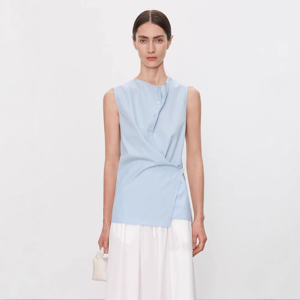 Damen Ärmelloses Hemd Asymmetrischer Schnitt Eveloria