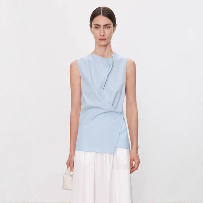 Damen Ärmelloses Hemd Asymmetrischer Schnitt Eveloria
