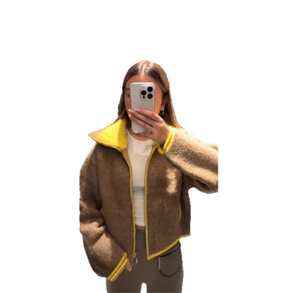 Damen Wolle Jacke Auffälliger Kragen Eveloria wird zu