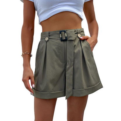 Damen Bermudashorts Breiter Bund Seitentaschen Eveloria