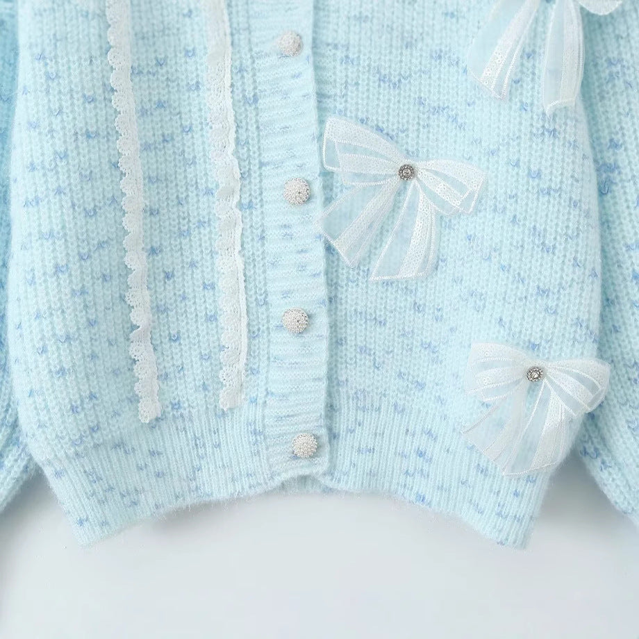 Damen Strickjacke Kuschelig mit Schleifendetails Grau