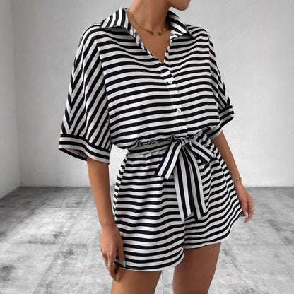 Damen Kurzoverall Gestreift von Eveloria - Eveloria