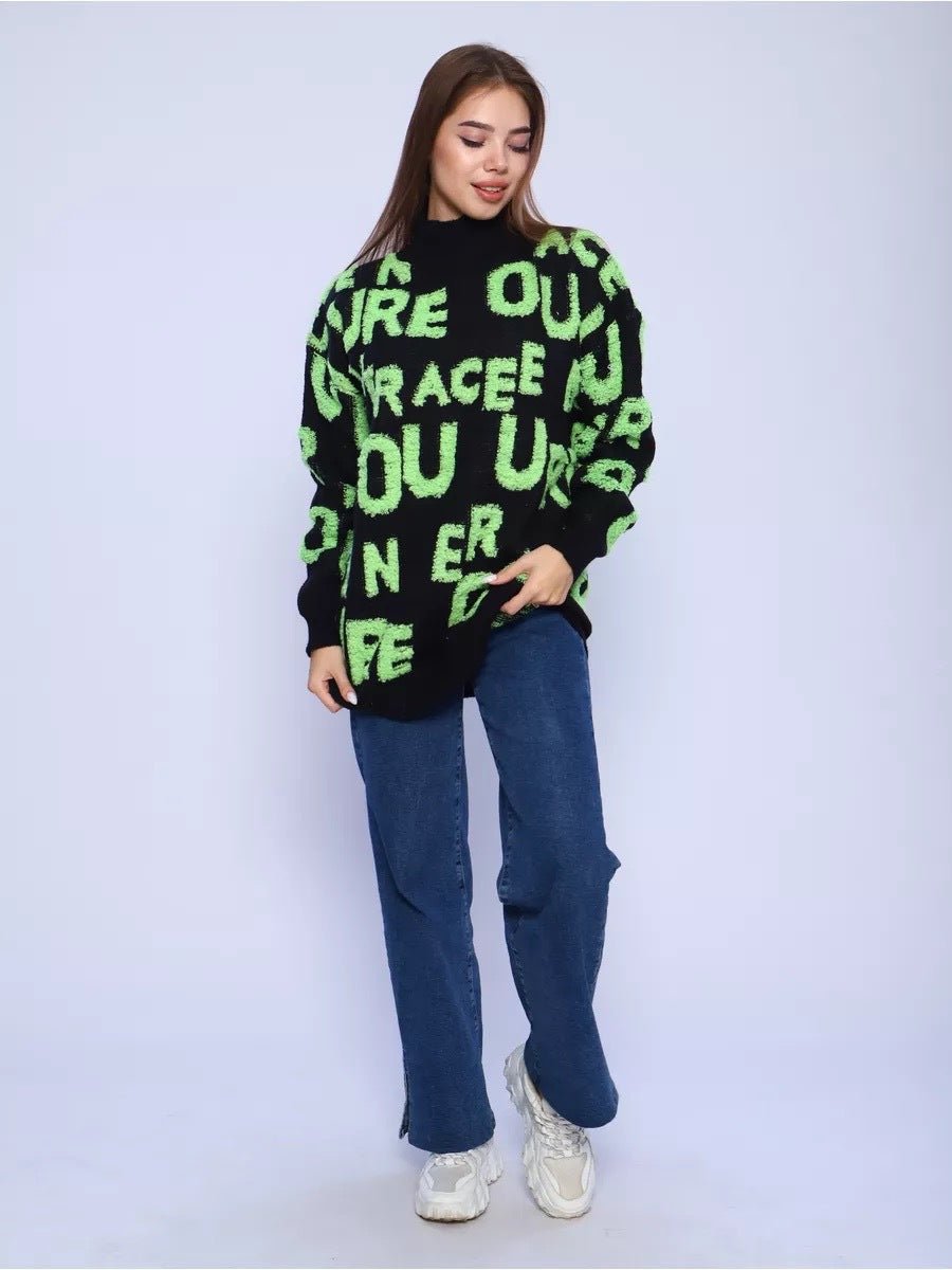 Damen Pullover Oversized Hochkragen