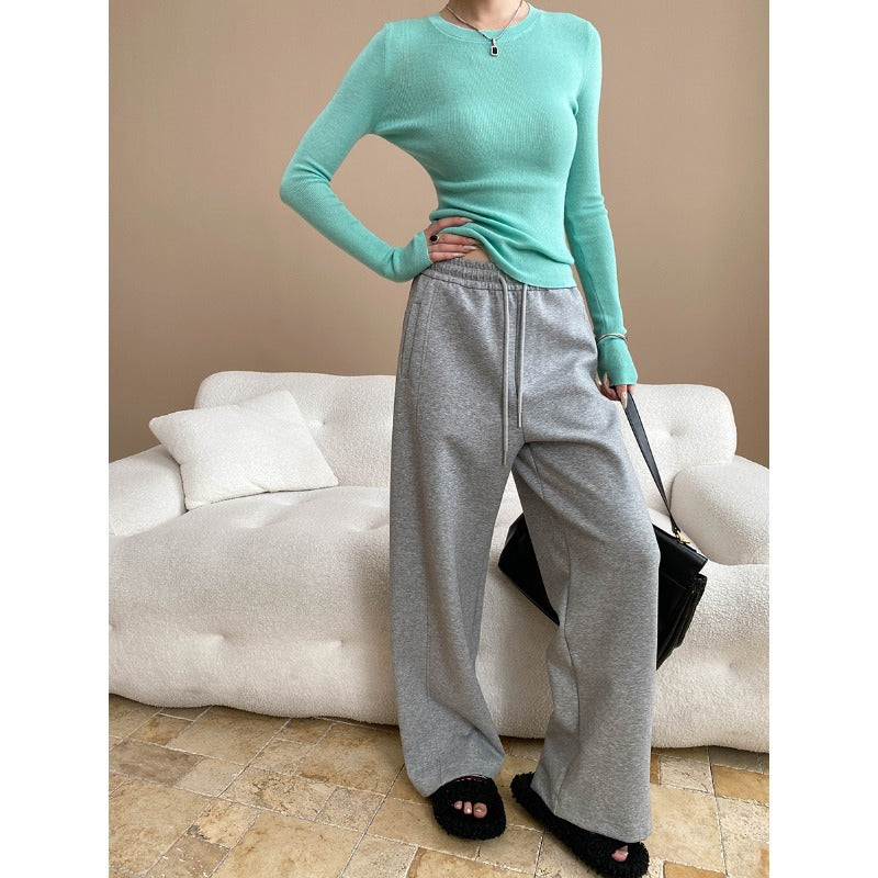 Damen Off-Shoulder Pullover Set mit weiter Hose Eveloria