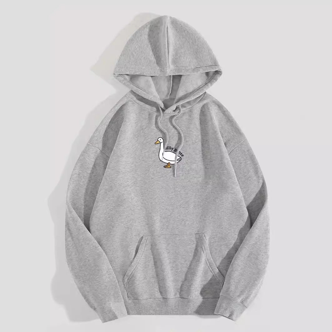 Damen Kapuzenpullover Gänsemotiv Weiches Fleece Innen Eveloria