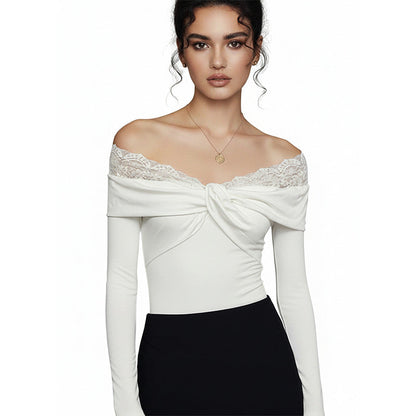 Damen Body Spitzendetails Figurbetonter Schnitt Eveloria