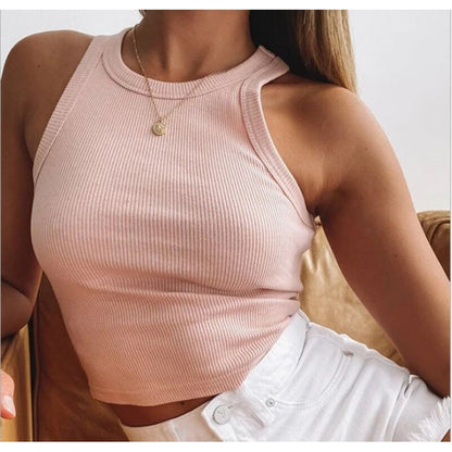 Damen Cropped Rippstruktur Breite Träger Eveloria