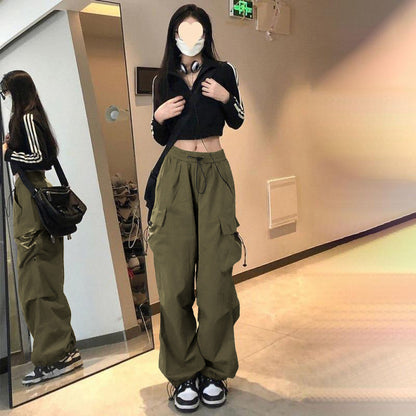 Damen Cargo-Hose Weite Beinprachtische Taschen