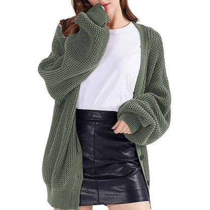 Damen Grobstrick-Cardigan Lässiger Schnitt Eveloria
