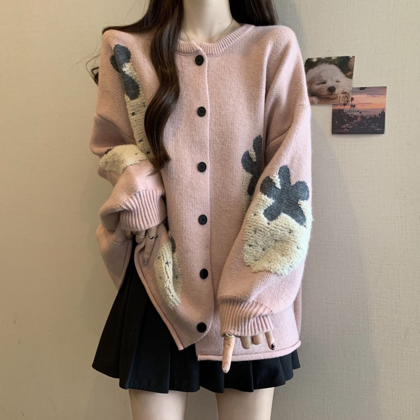 Damen Strickjacke Floralmuster Eveloria - Eveloria