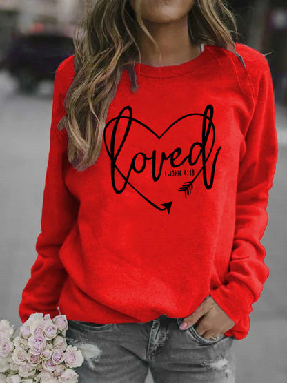 Damen Sweatshirt Herz-Aufdruck Inspirierend Grau Eveloria