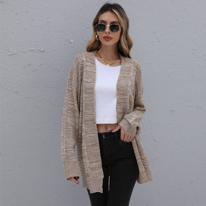Damen Cardigan Lässiger Schnitt Strukturstrick Beige