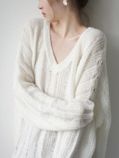 Damen Grobstrickpullover V-Ausschnitt Modisch