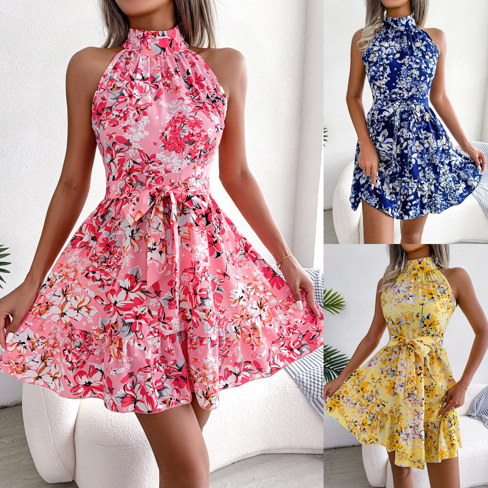Damen Neckholder-Kleid Florales Design Eveloria - Eveloria