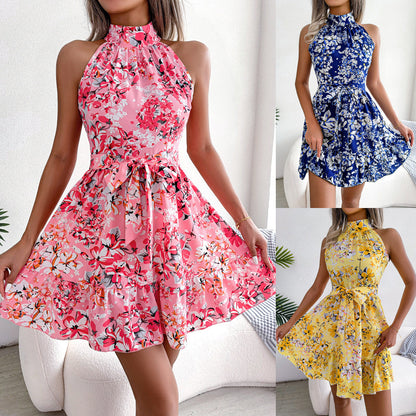 Damen Neckholder-Kleid Florales Design Eveloria - Eveloria