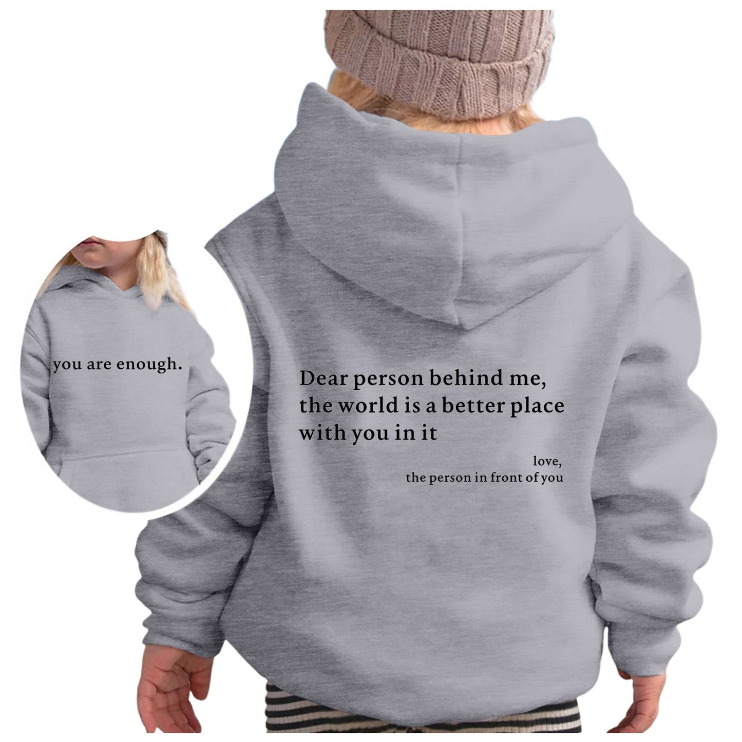 Damen Kapuzenpullover Lässig Motivierender Schriftzug Grau