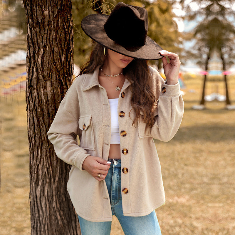 Damen Fleecejacke mit Knöpfen und Taschen Eveloria