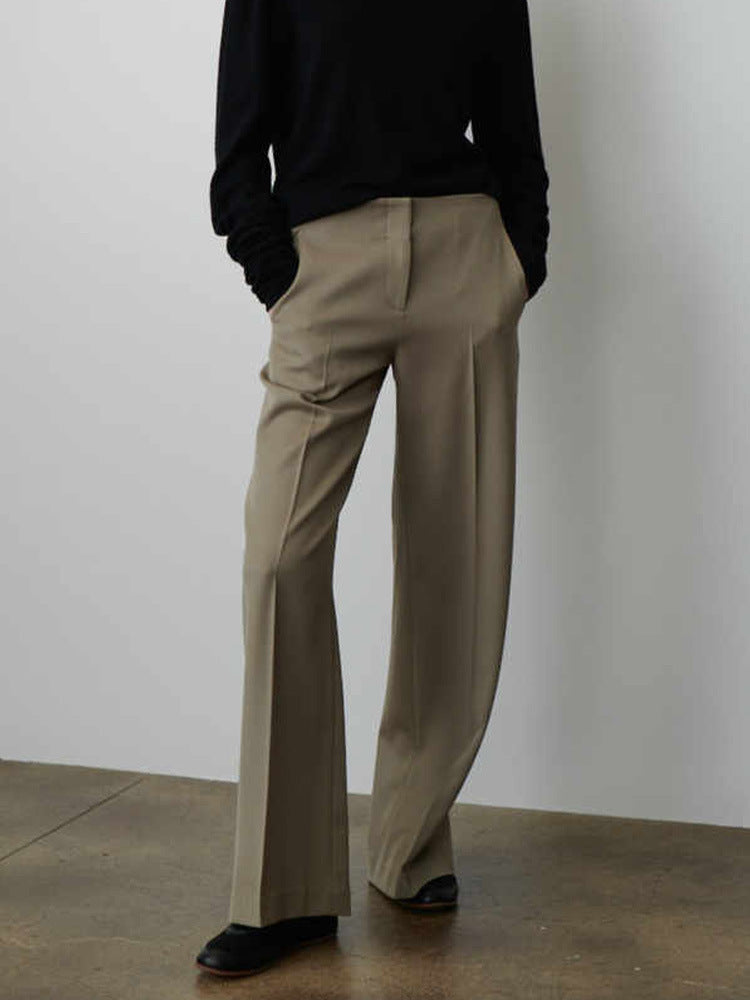 Damen Anzughose Weit Elegant Beige