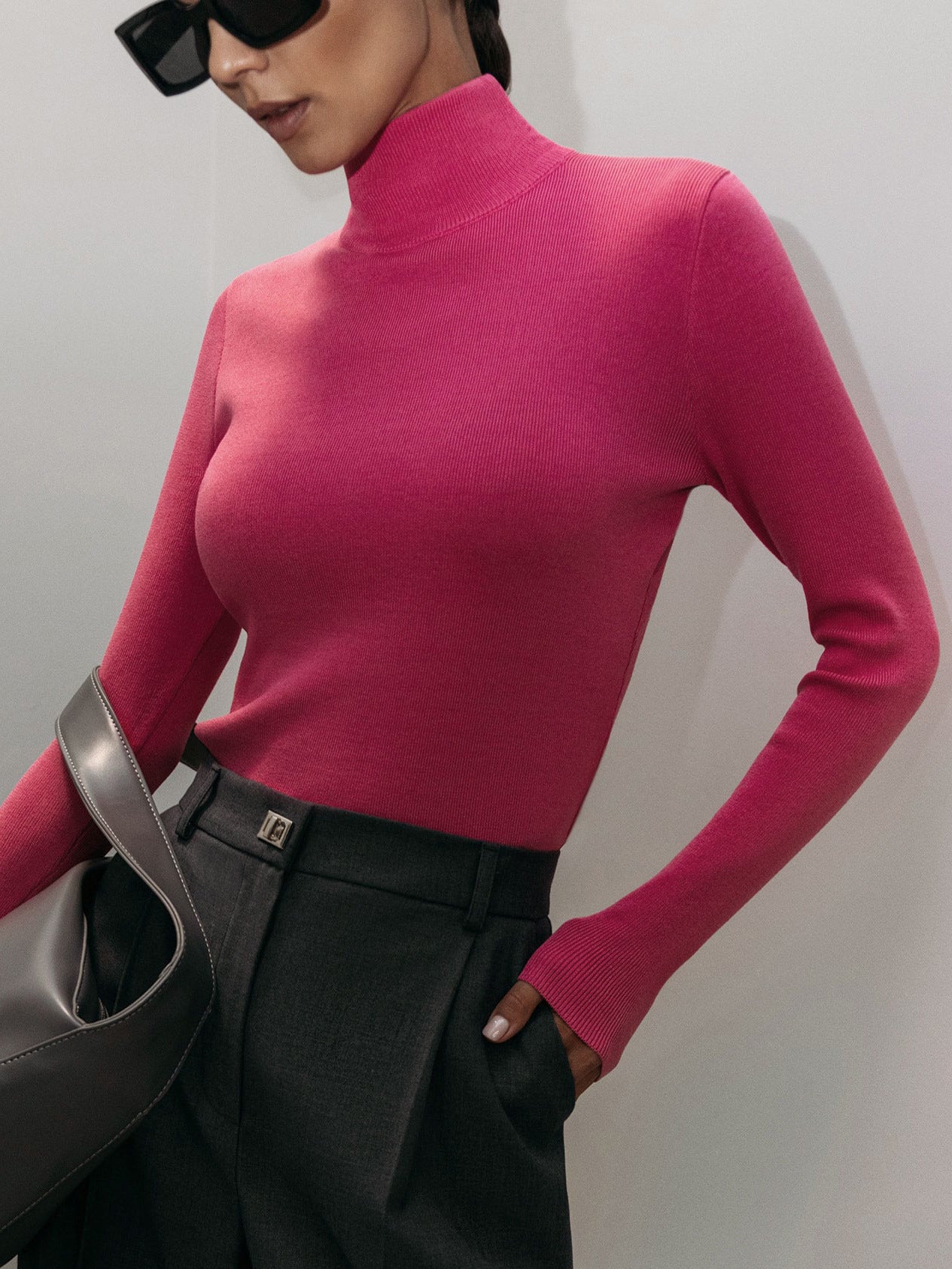 Damen Rollkragenpullover Feines Strickmaterial Eveloria