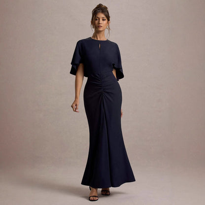 Damen Abendkleid Fließender Schnitt Kappenärmel Eveloria
