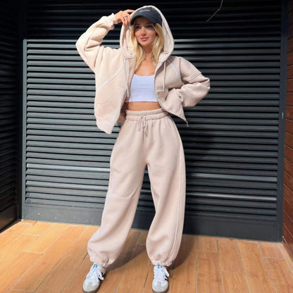 Damen Hoodie Jogginganzug Elastischer Bund Bequeme Taschen - Eveloria